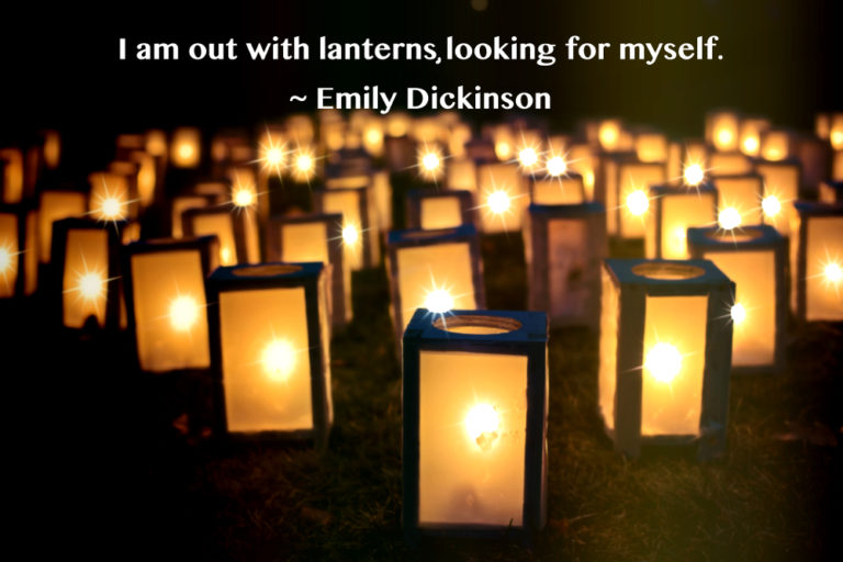 Emly Dcknson Quote: Am Out Wth Lanterns, Lookng For Myself