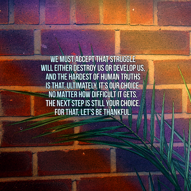 Struggle Will Either Destroy Us Or Develop Us